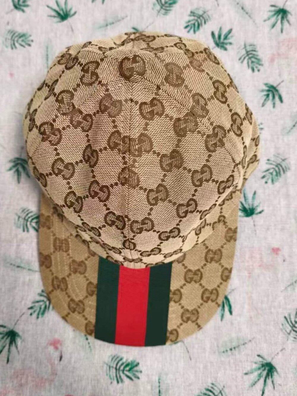 Gucci GG Canvas Baseball Cap Beige Web Strap Adjustable Hat Unisex